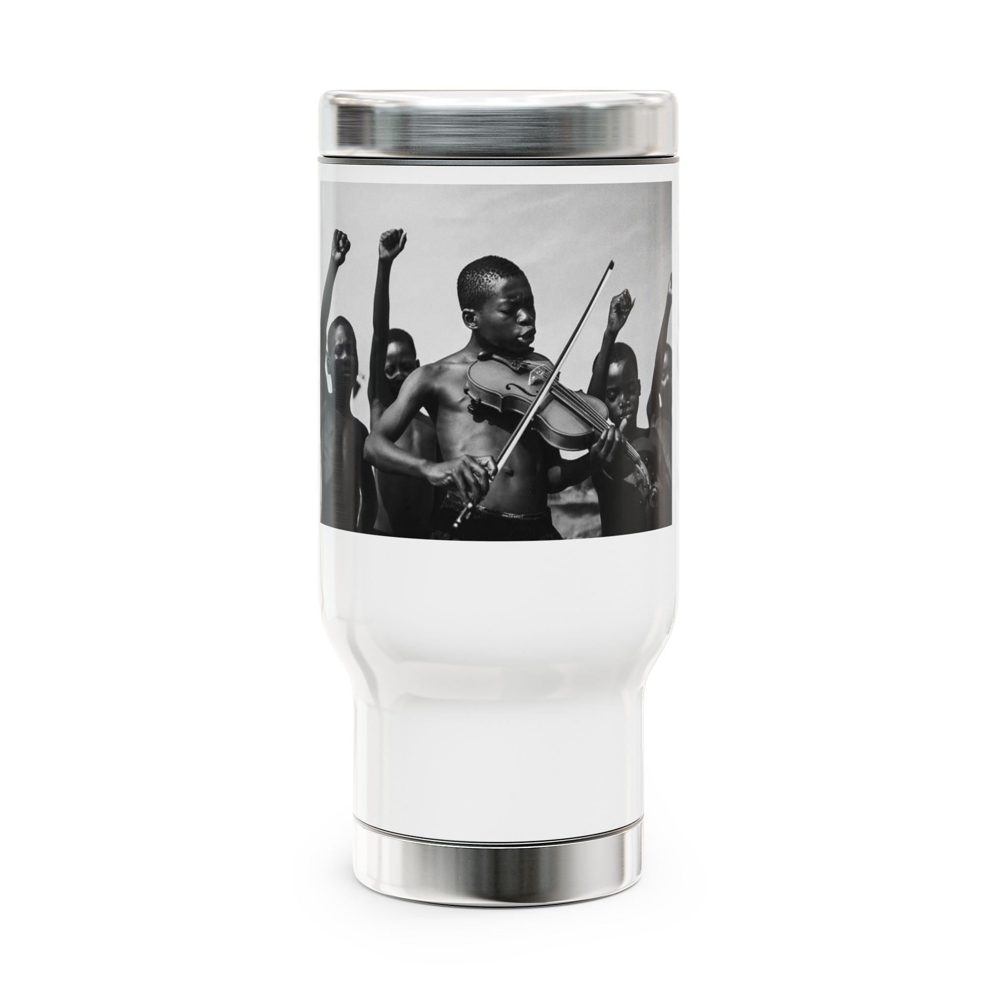 Empowering Travel Mug, 14oz Stainless Steel Mug with Handle, Ideal Gift for Musicians, Music Lovers, Travel Enthusiasts, Inspirational Mug