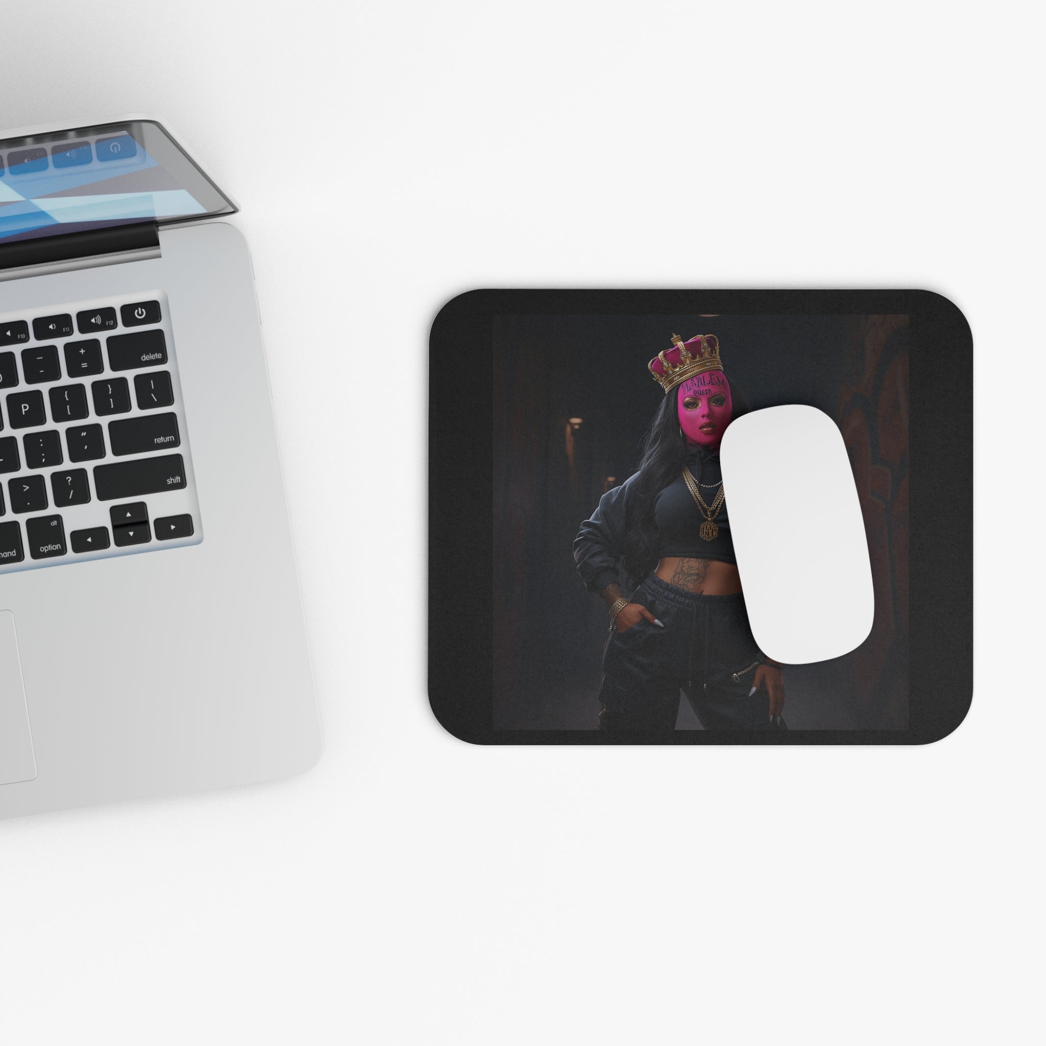 Pink Crowned Queen Mouse Pad - Trendy Desk Accessory for Gamers, Creative Minds, Office Decor, Gifts, Pink Aesthetic