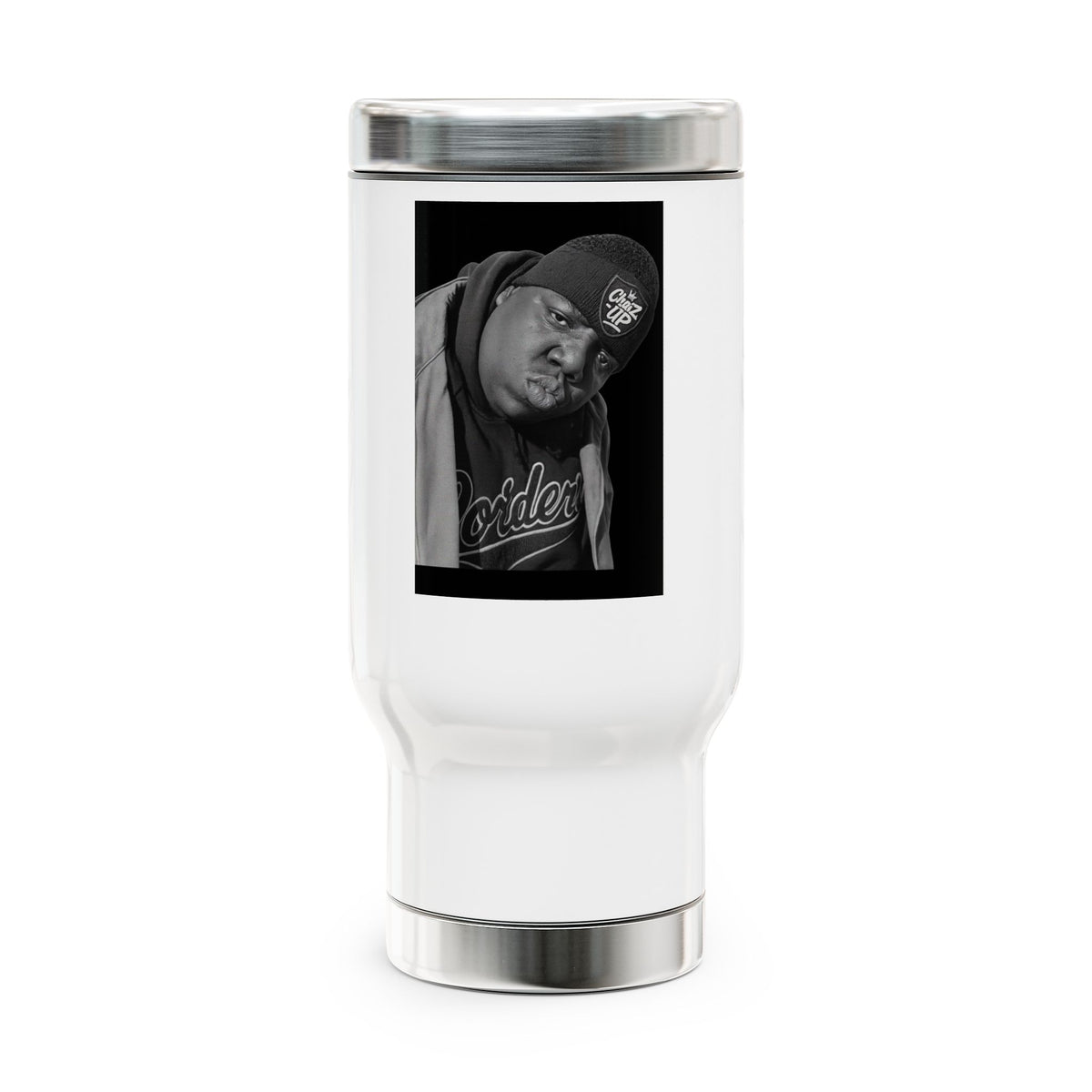 Biggie Smalls Stainless Steel Travel Mug, 14oz Coffee Cup, Hip Hop Merch, Unique Gift for Fans, Outdoor Adventure Mug, Travel Coffee Tumbler