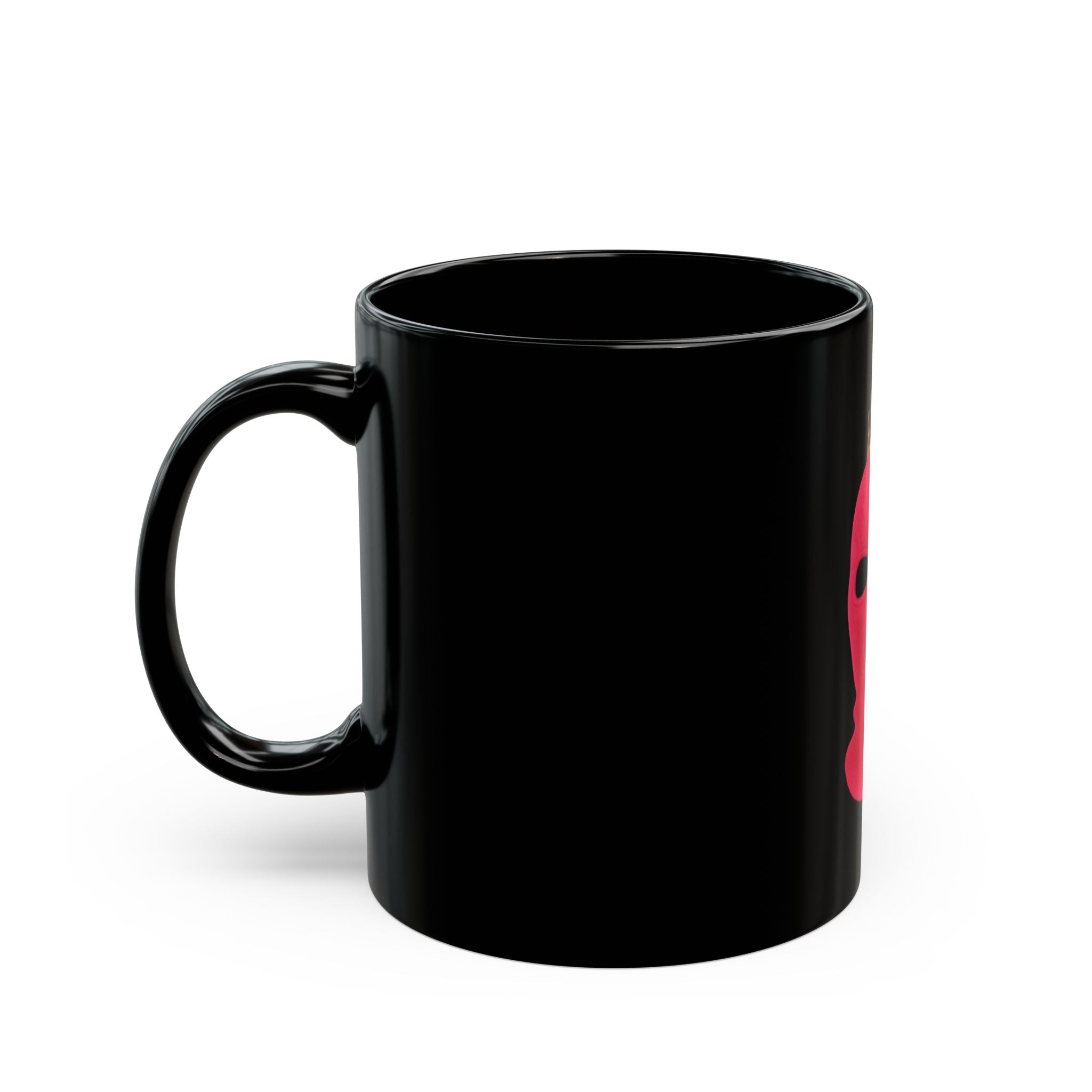 Stylish Black Mug with Pink Graphic, Unique Gift for Trendsetters, Fun Coffee Cup for Daily Use, Statement Drinkware, Gothic Home Decor