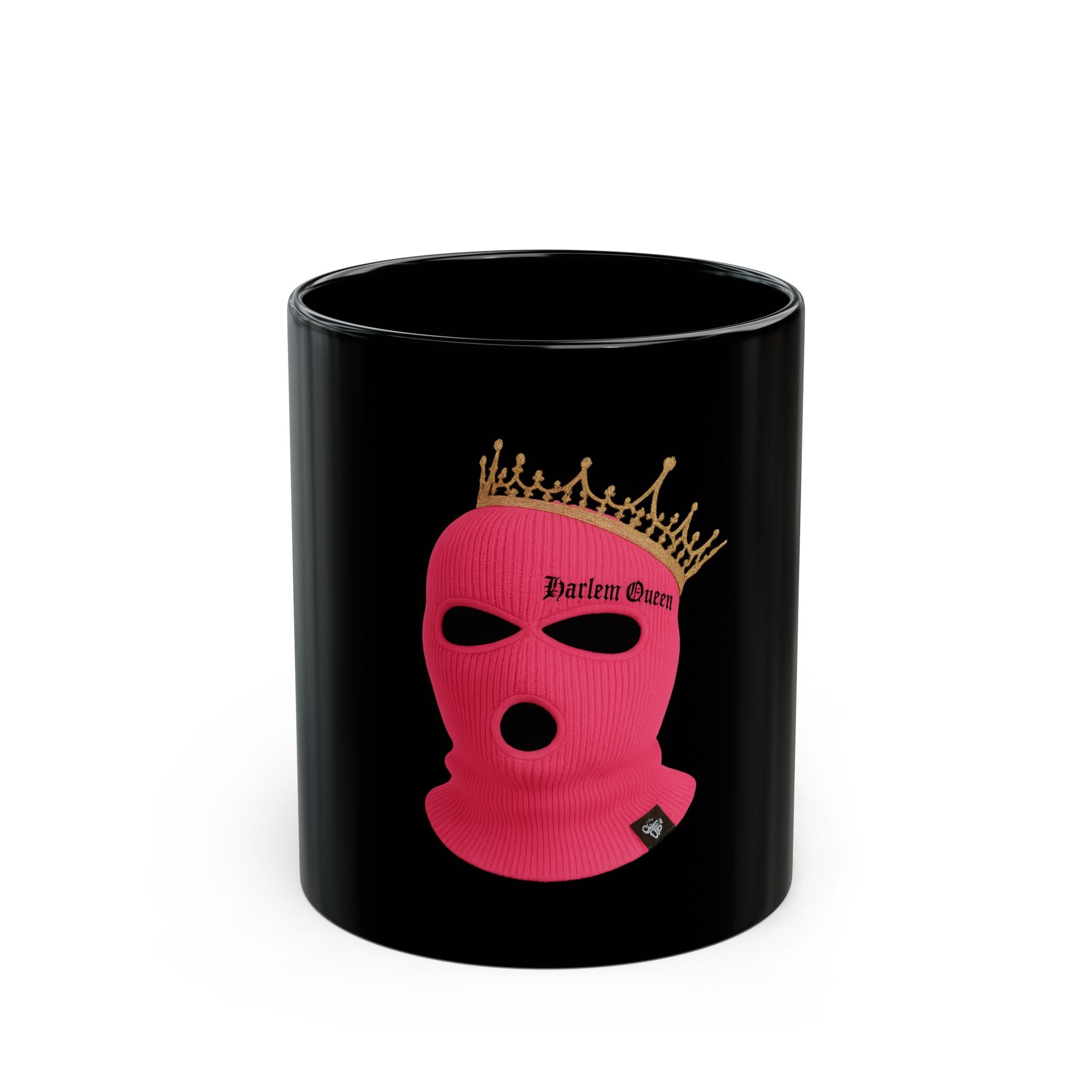 Stylish Black Mug with Pink Graphic, Unique Gift for Trendsetters, Fun Coffee Cup for Daily Use, Statement Drinkware, Gothic Home Decor