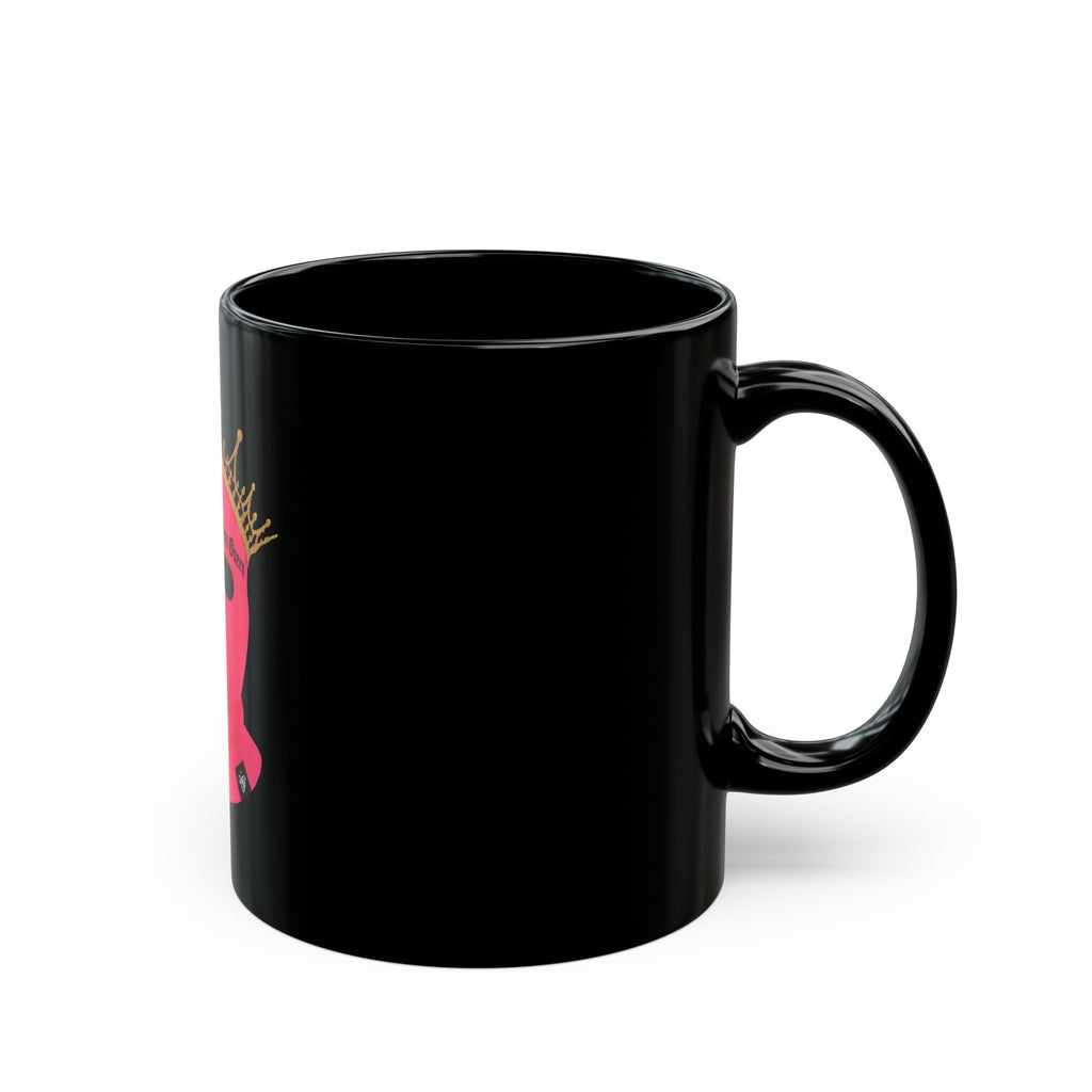 Stylish Black Mug with Pink Graphic, Unique Gift for Trendsetters, Fun Coffee Cup for Daily Use, Statement Drinkware, Gothic Home Decor