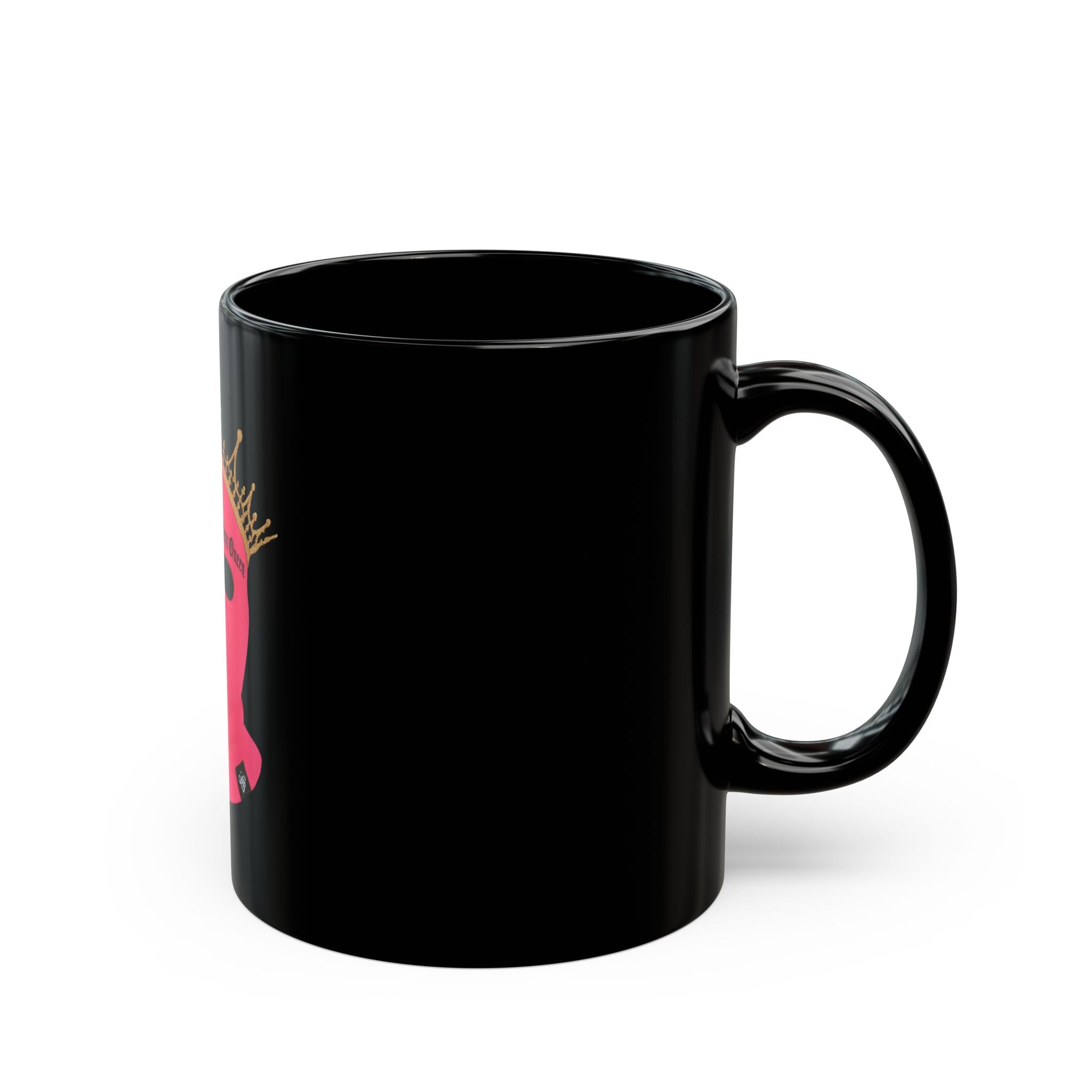 Stylish Black Mug with Pink Graphic, Unique Gift for Trendsetters, Fun Coffee Cup for Daily Use, Statement Drinkware, Gothic Home Decor