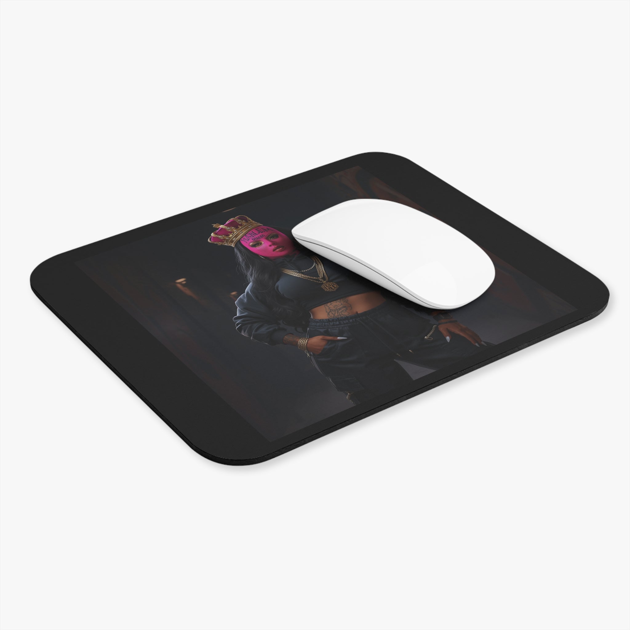 Pink Crowned Queen Mouse Pad - Trendy Desk Accessory for Gamers, Creative Minds, Office Decor, Gifts, Pink Aesthetic